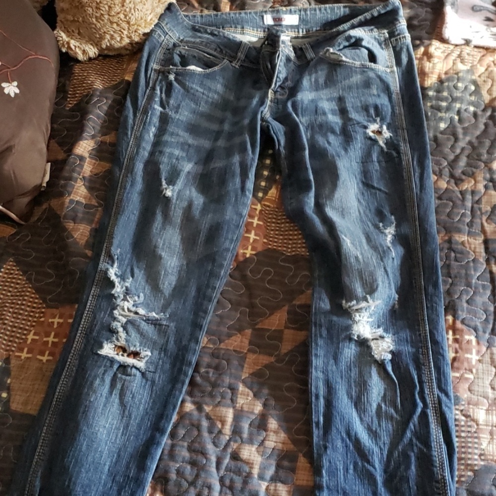 Bongo jeans with leopard distressed